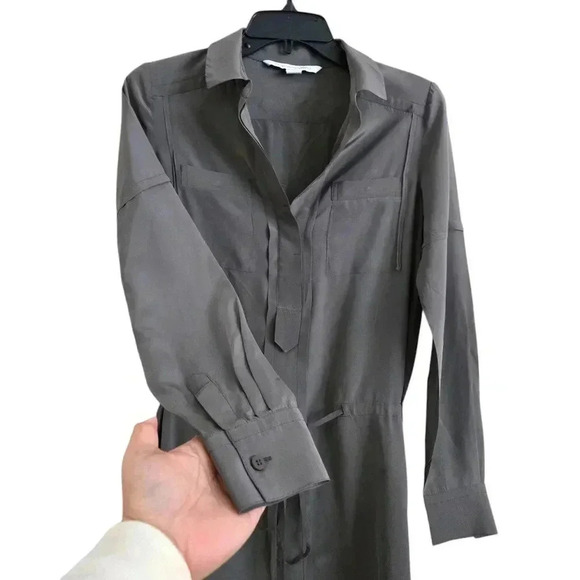 Diane Von Furstenberg Taya Women Silk Dress Steel Gray Size 2 #063 - Picture 5 of 10